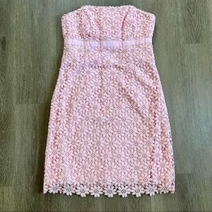 Lilly Pulitzer Pink Bowen Strapless Vintage Floral Lace Empire Cocktail dress